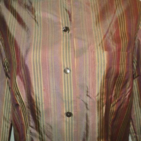 Worth Size 4 Blouse Stripes 100% Silk Long Sleeves - Picture 2 of 5